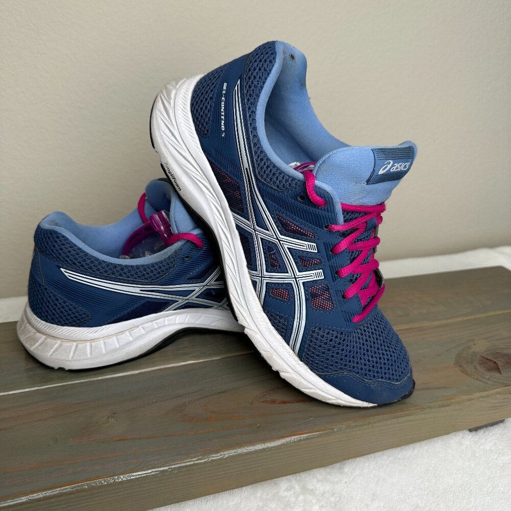 ASICS Gel-Contend 7 Women’s Running Shoes Blue Pink Size 8.5